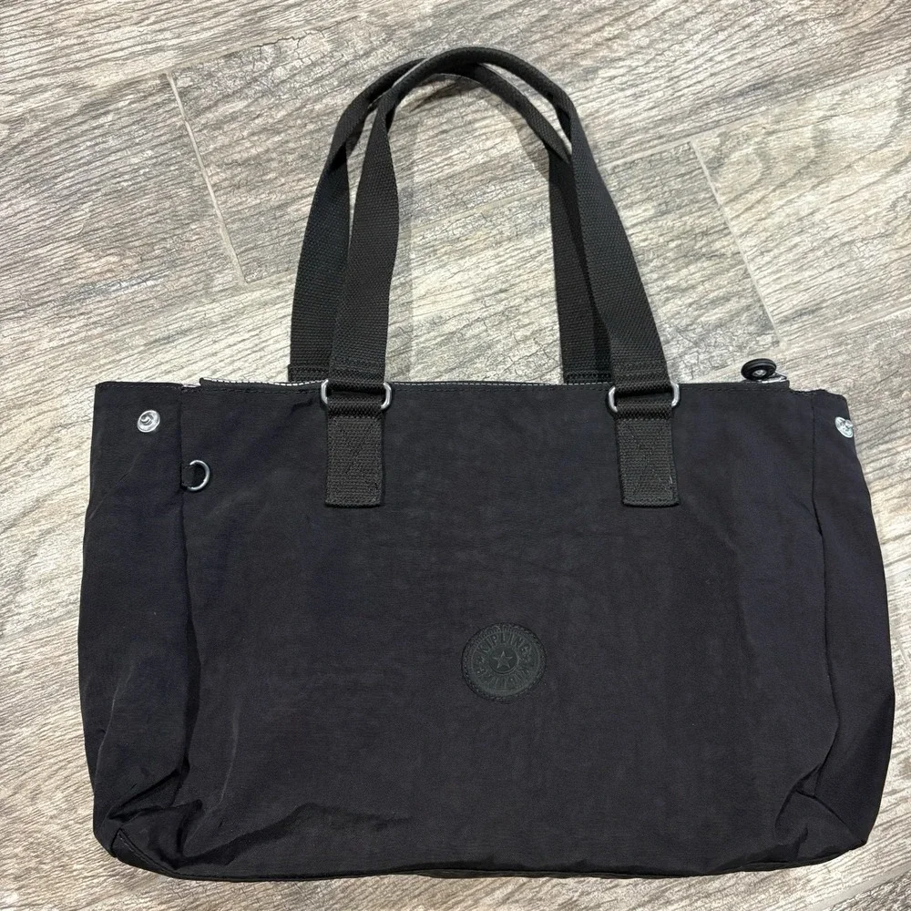 Kipling Black Nylon Shoulder Bag Medium Zip Inner Pockets HB6728-001